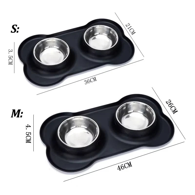 2-in-1 Stainless Steel Dog Bowl Set - The PetTrail