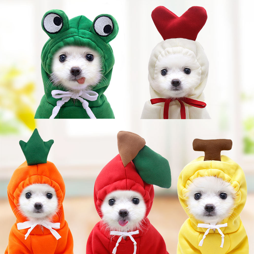 Fruit Print Fleece Dog Hoodie – Warm Winter Pet Sweater - The PetTrail