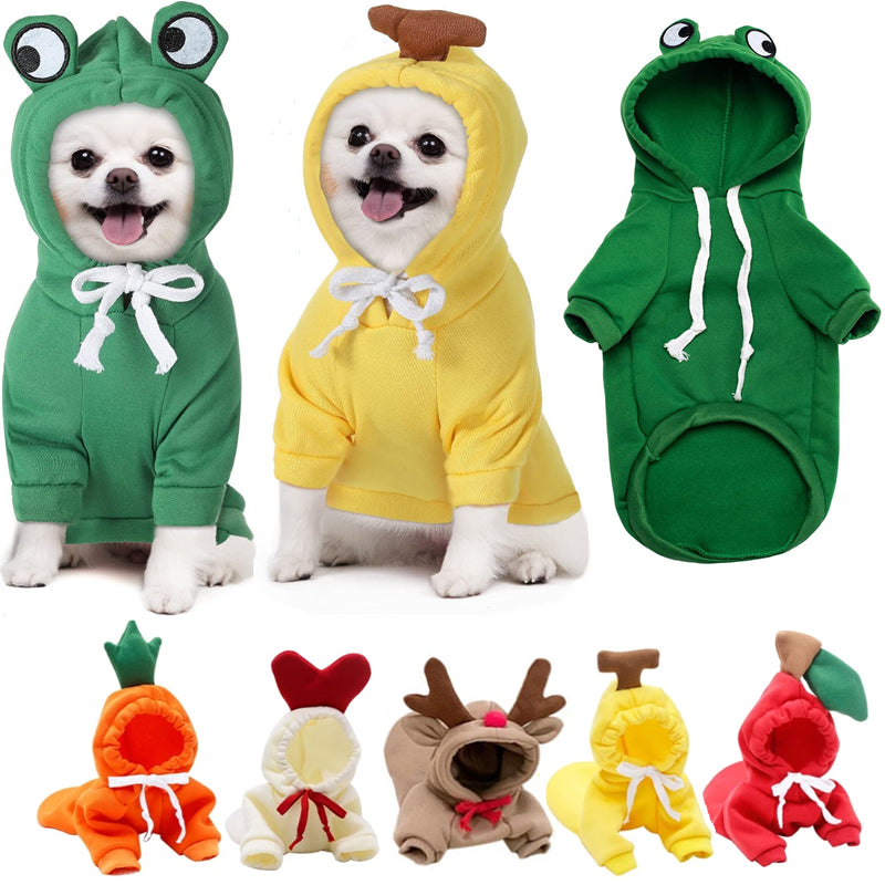 Fruit Print Fleece Dog Hoodie – Warm Winter Pet Sweater - The PetTrail