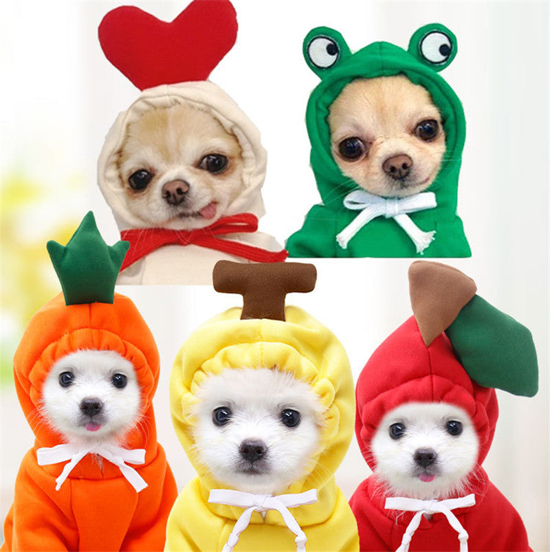 Fruit Print Fleece Dog Hoodie – Warm Winter Pet Sweater - The PetTrail