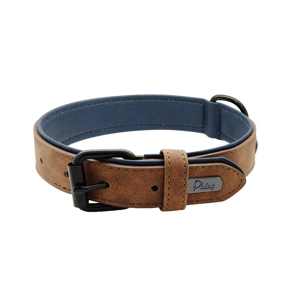 Leather Dog Collar - Soft Padded Adjustable Collar - The PetTrail