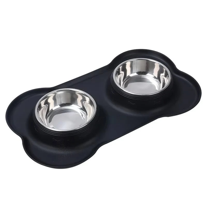 2-in-1 Stainless Steel Dog Bowl Set - The PetTrail