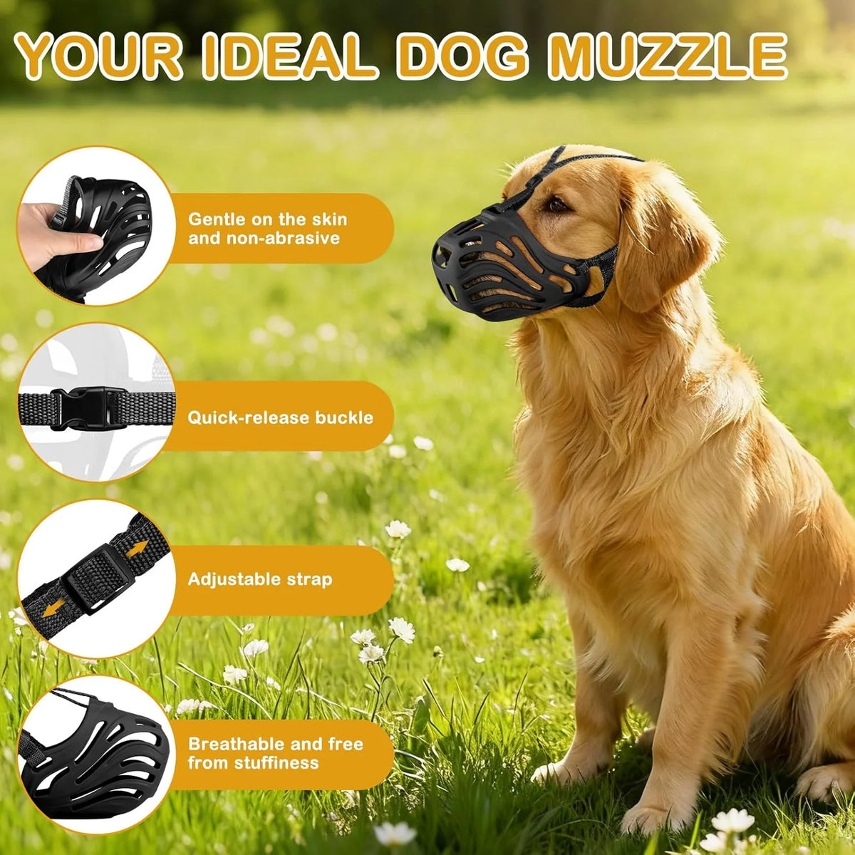 Adjustable Soft Breathable Dog Muzzle - The PetTrail