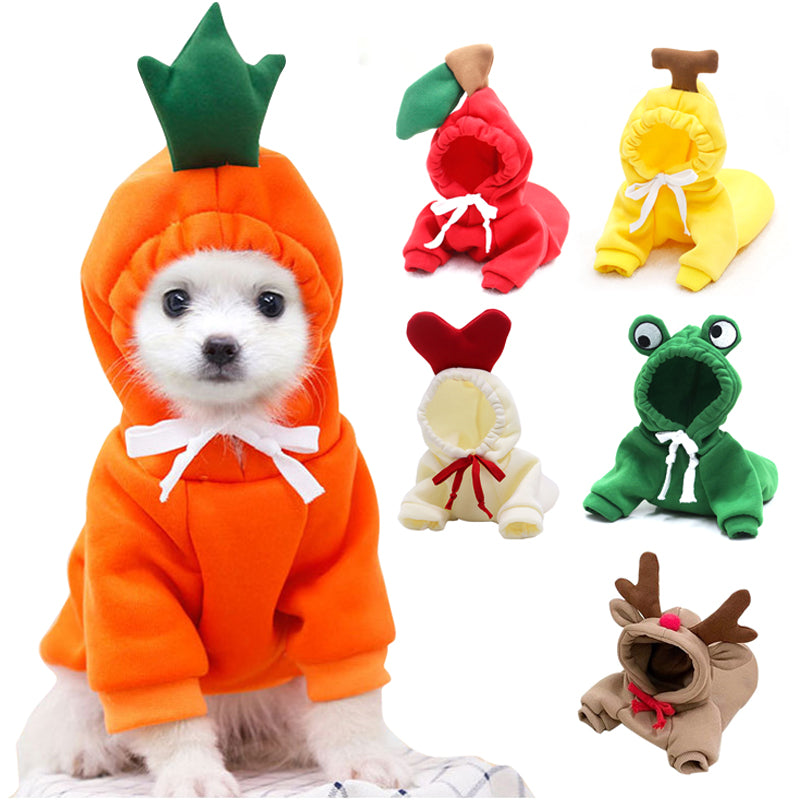 Fruit Print Fleece Dog Hoodie – Warm Winter Pet Sweater - The PetTrail
